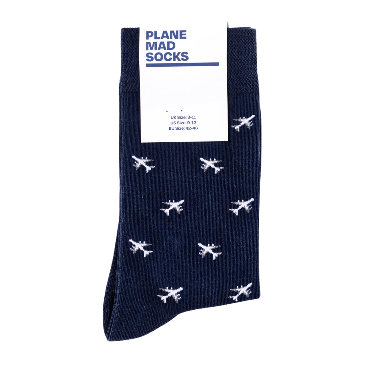 AeroClixAirplane Socks - Funny Plane Socks - Funny Aeroplane Gift - 1 Pair, Size 8-11 UK and 42-46 EU, Blue, Fun Novelty Travel Sock for Men