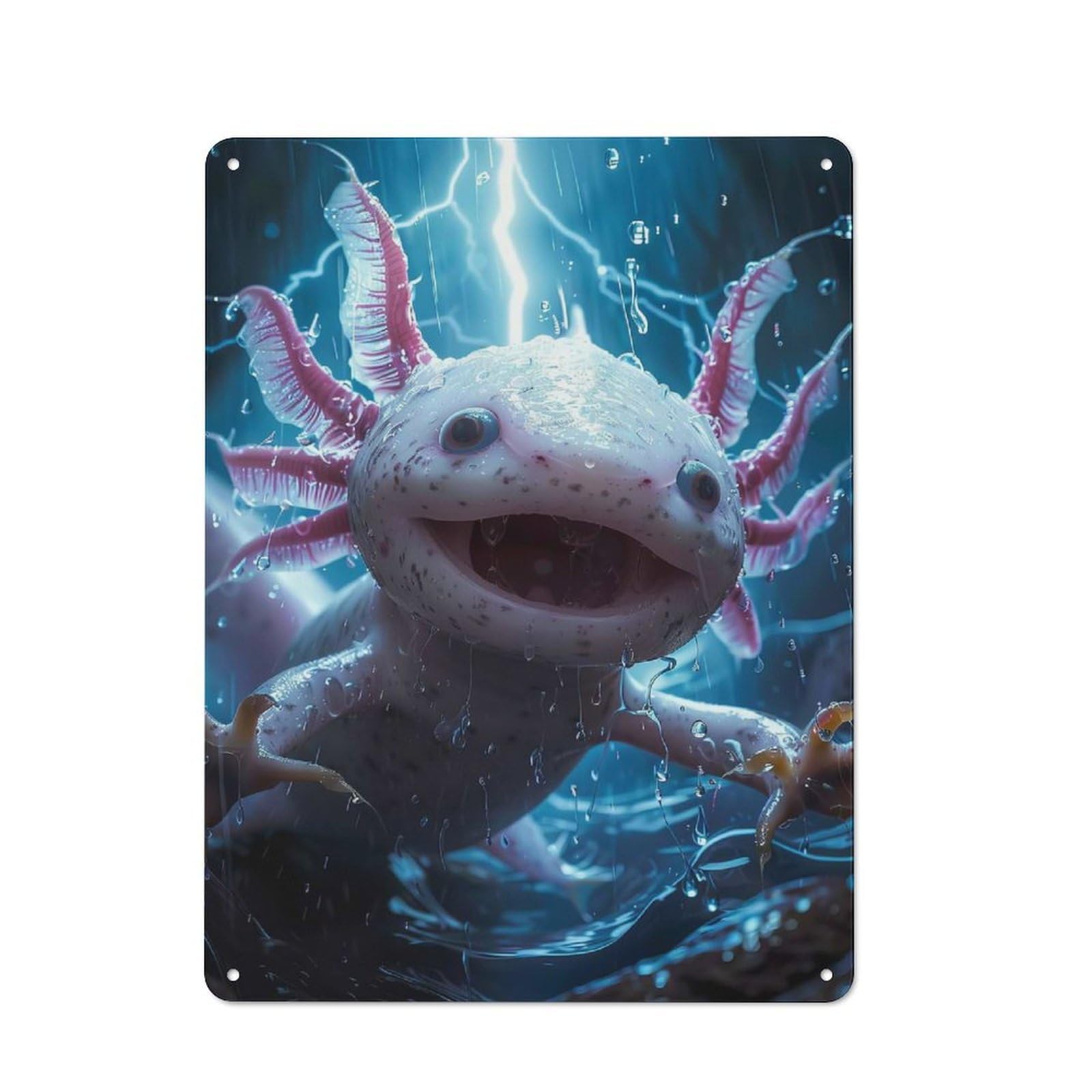 Junmoney Style-5 Metal Wall Sign 40X30cm Featuring Axolotl Lightning For Pub Or Café, Housewarming Wall Decor For People Furnishing Pub And Café