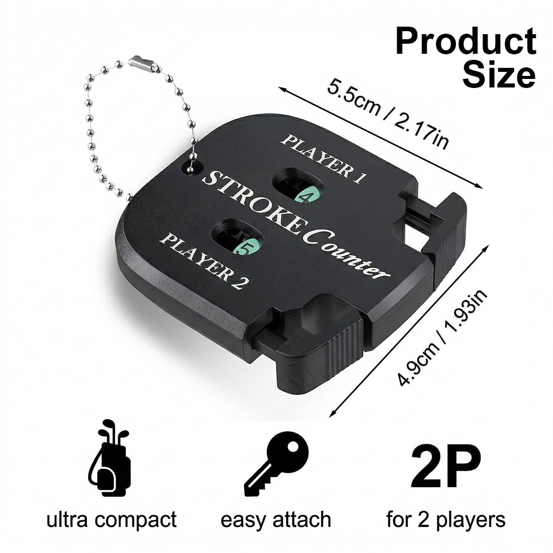 Contatore Golf 2 Pezzi Nero con Moschettone, Segnapunti Manuale Clicker Preciso per Colpi & Punti | Accessorio Affidabile per un Punteggio Esatto