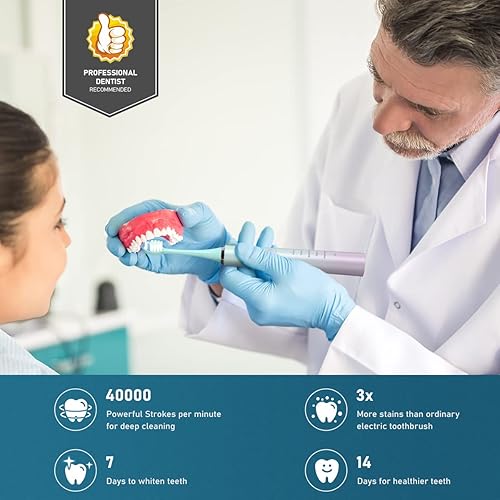 Miniatura 5 de YUNCHI Y7 - Cepillo de dientes eléctrico sónico recargable para adultos y niños 10 cabezales de cepillo Dupont 5 modos carga rápida para 30 días