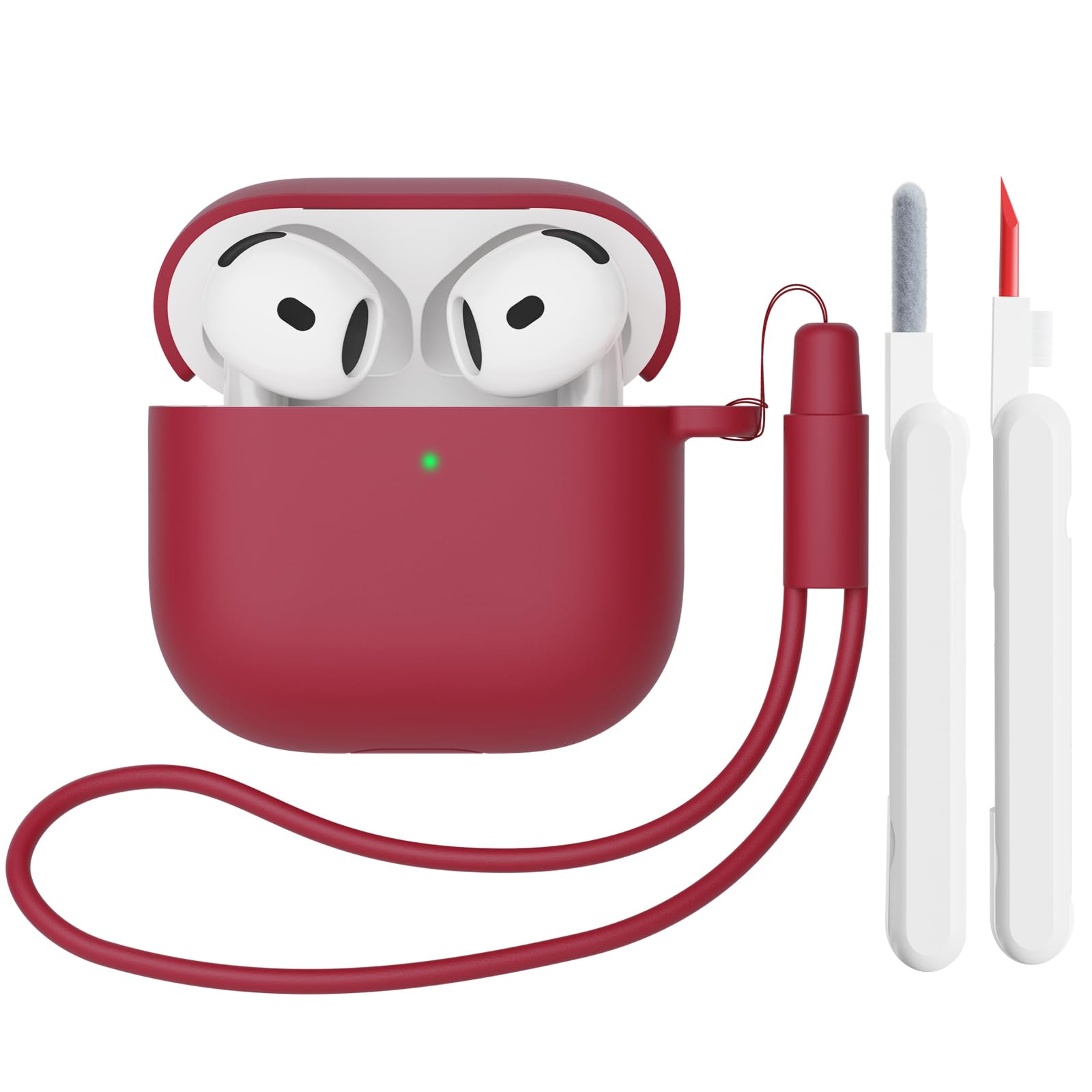 Mocarheri Funda de Silicona Compatible con AirPods 4.ª Generación con Kit de Limpiador, Fundas Protectora de Silicona para AirPods de 4 Generacion 2024, LED Visible Frontal, Negro — view 30