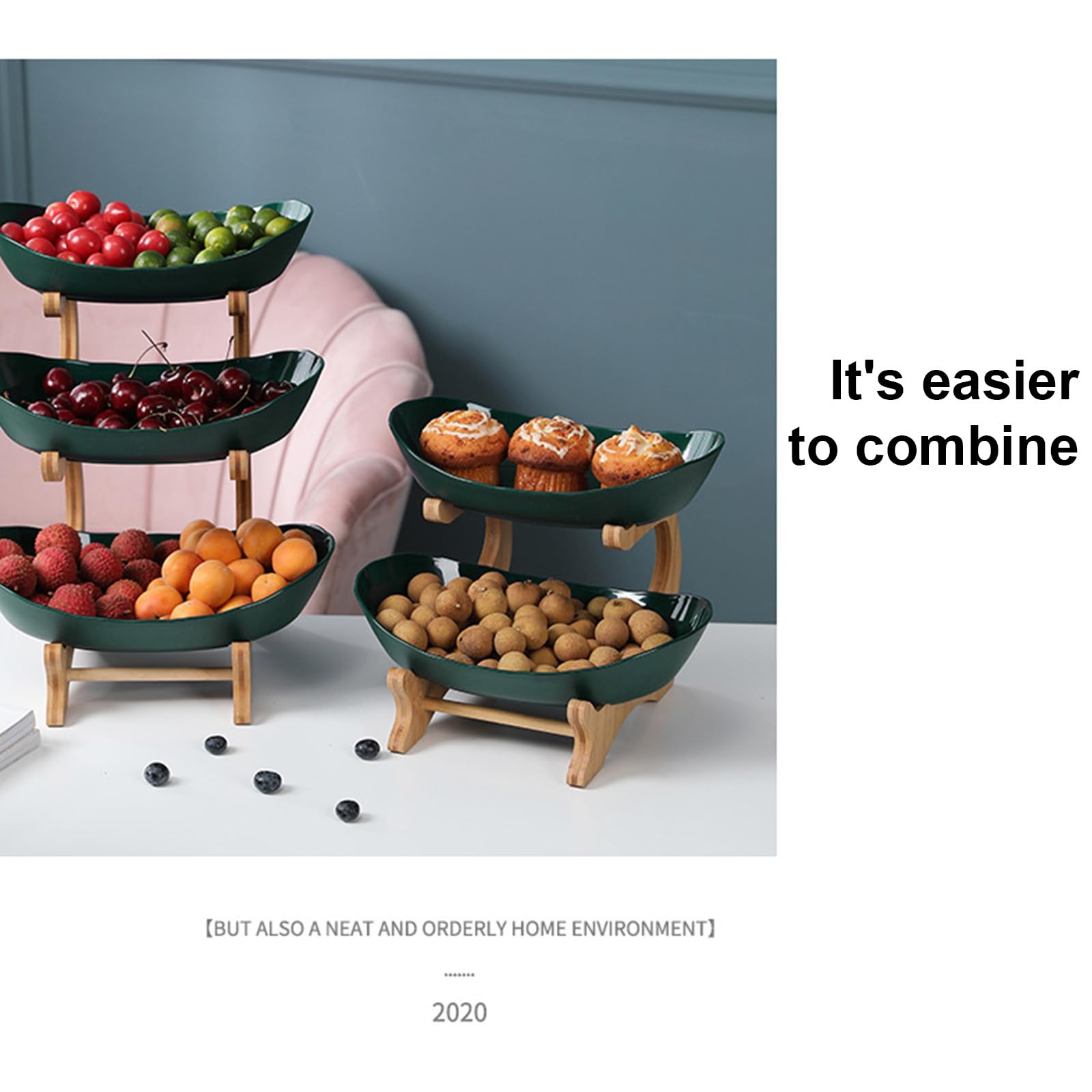 Bandejas para Servir Comida,Frutas y Dulces con Soporte Resistente. Decoración del hogar. Uso Diario Fiestas reuniones. bocadillos versátil de Primera Calidad.