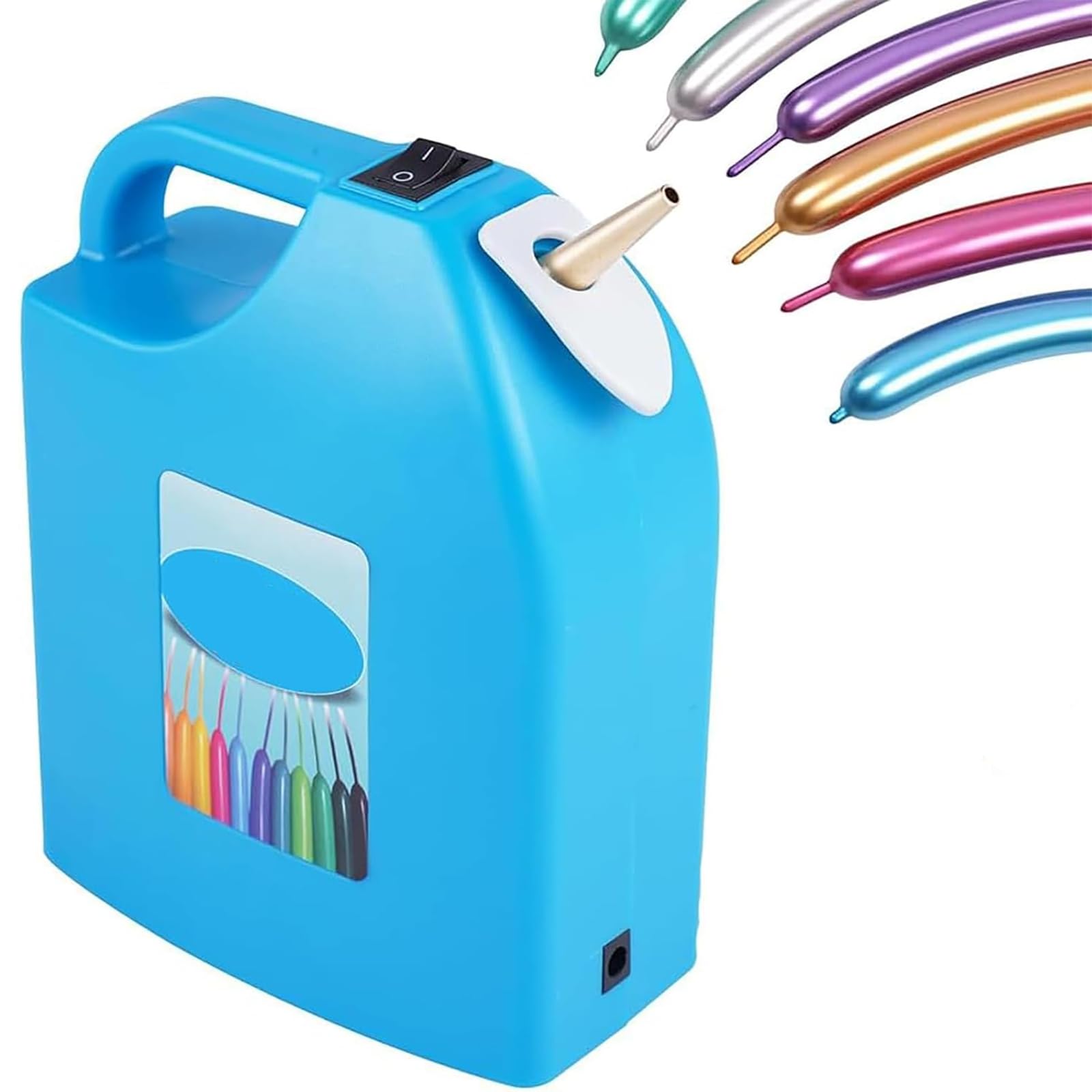 Inflador Eléctrico para Globos Largos, Inflador Portátil, 2 Modos De Inflado, Alta Eficiencia, Boquilla De 3,5 Cm De Largo, Ideal para Decoración De Fiestas Y Actividades En Centros Comerciales