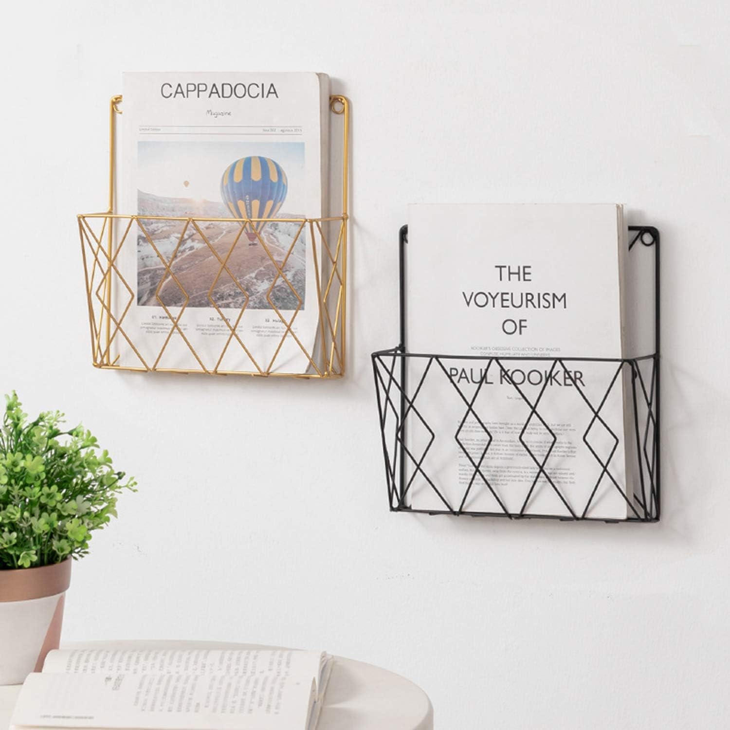 AM CRAFT INDIA BOOK HANGER SET OF (2) Wall Mounted Magazine Rack,Magazine Rack Wall Mounted Metal Magazine Newspaper Holder Rack,Small Metal Magazine Holder for Bathroom,-image-29