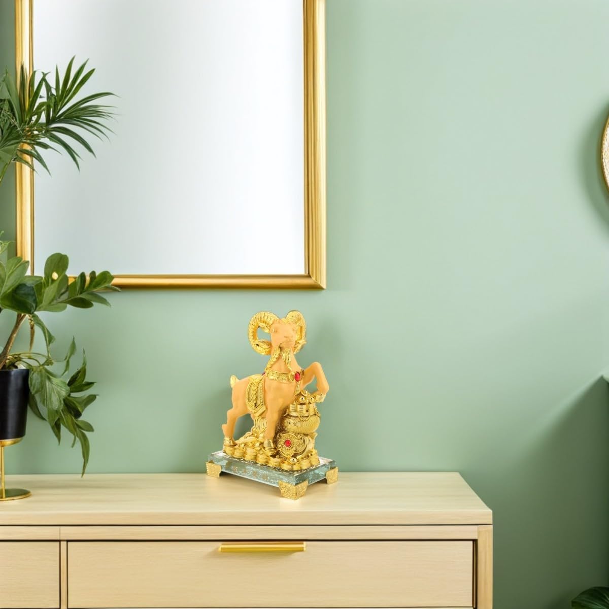 BESPORTBLE Goldene Ziegenfigur 2027 für Schreibtisch und Büro,