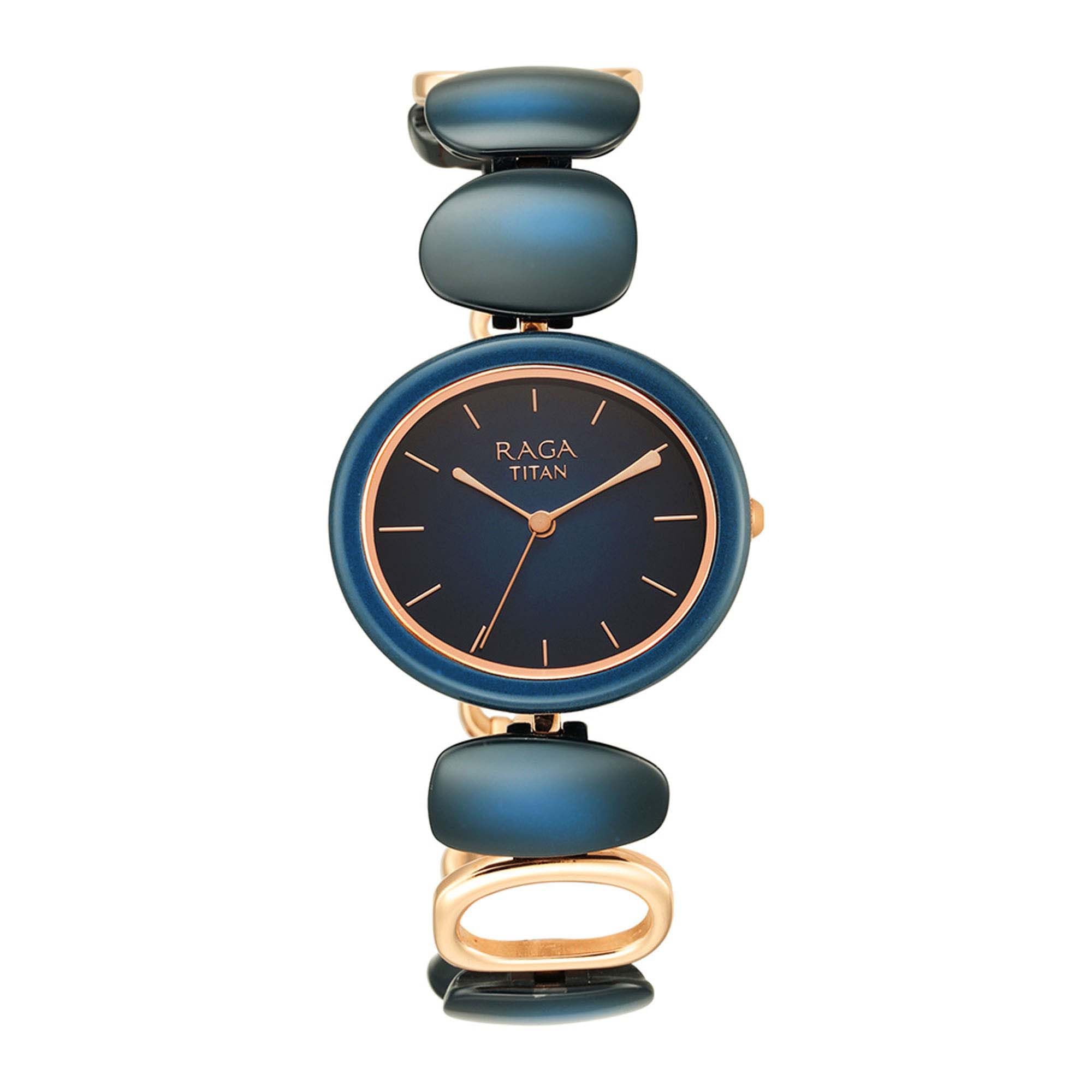 Titan Raga Ceramics Blue Dial Analog Metal Strap Watch for Women-NS95146KD01 (B09ZNX6QD2) Amazon Price History, Amazon Price Tracker