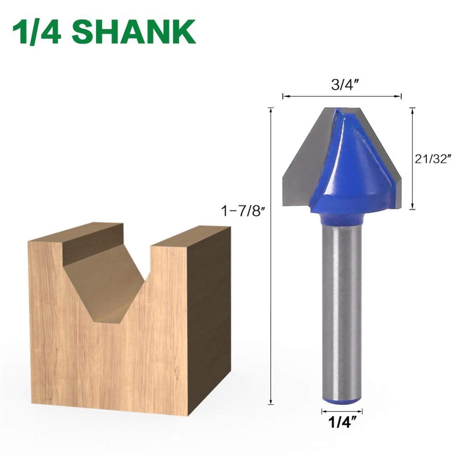 Amazon.com: Zkenyao-Router Bit 60 Degree 1/4″ 6mm Shank