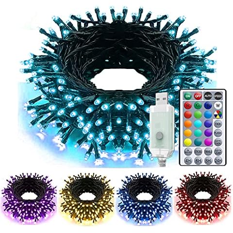 Solhice 40ft Christmas Lights Color Changing, 120 LED Xmas Tree String Lights USB Powered for Car, RGB Twinkle Light for Bedroom Indoor Outdoor Decor with Remote Control Cover