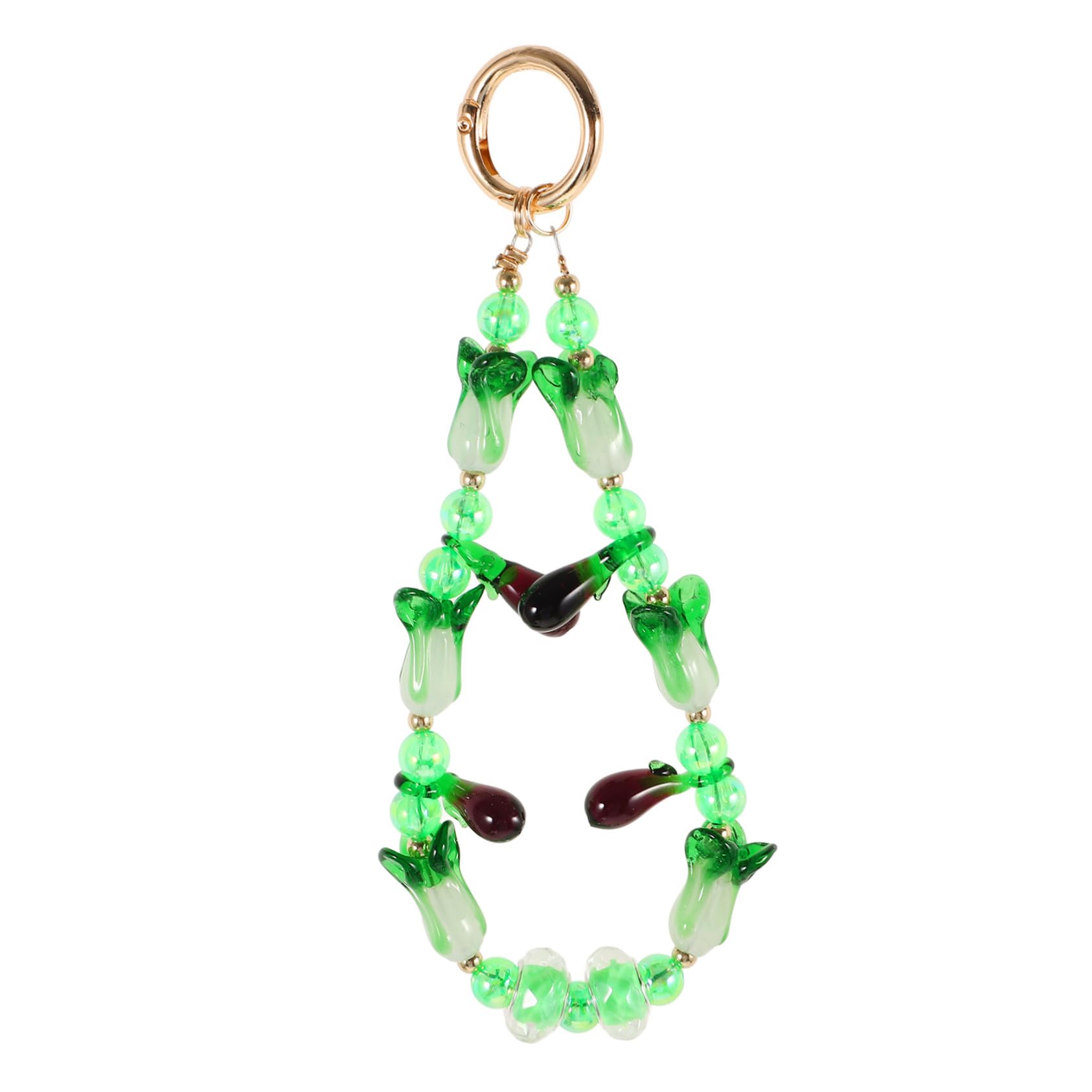 SHINEOFI Ciondolo con perline di melanzane portachiavi a catena ciondolo vegetale simulato oggetto decorativo di natale portachiavi con perline portachiavi per auto