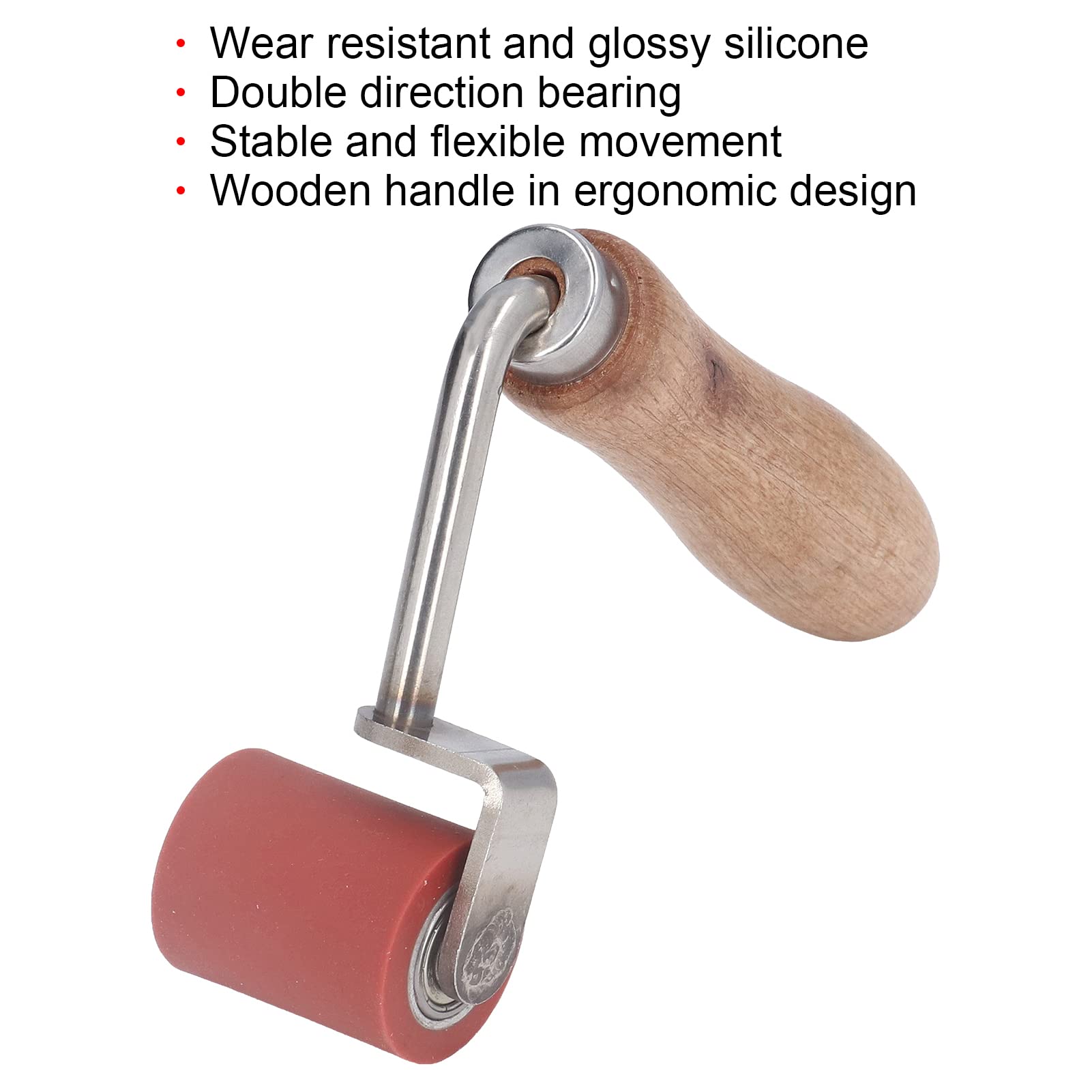 Rodillo de costura de silicona de 40 mm, doblado a 75°, por debajo de 260 ℃, rodillo de presión manual para techos de PVC/TPO/EPDM, soldadura de alta temperatura