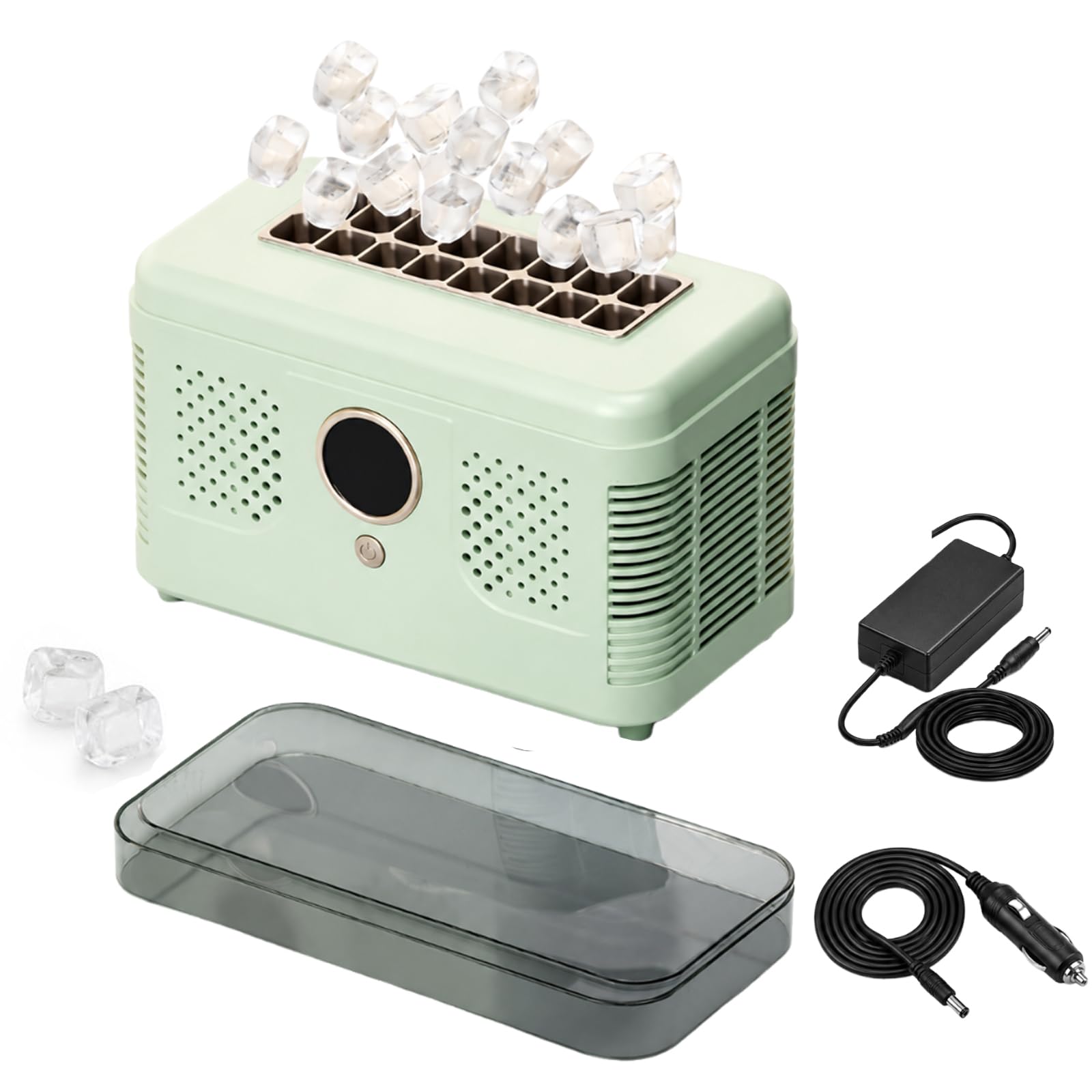 Máquina para hacer cubitos de hielo portátil con estante desmontable, mini máquina para hacer hielo automática para automóvil, 12 cubitos en 15 minutos para viajes en casa, cocina, cam green 16 cubes