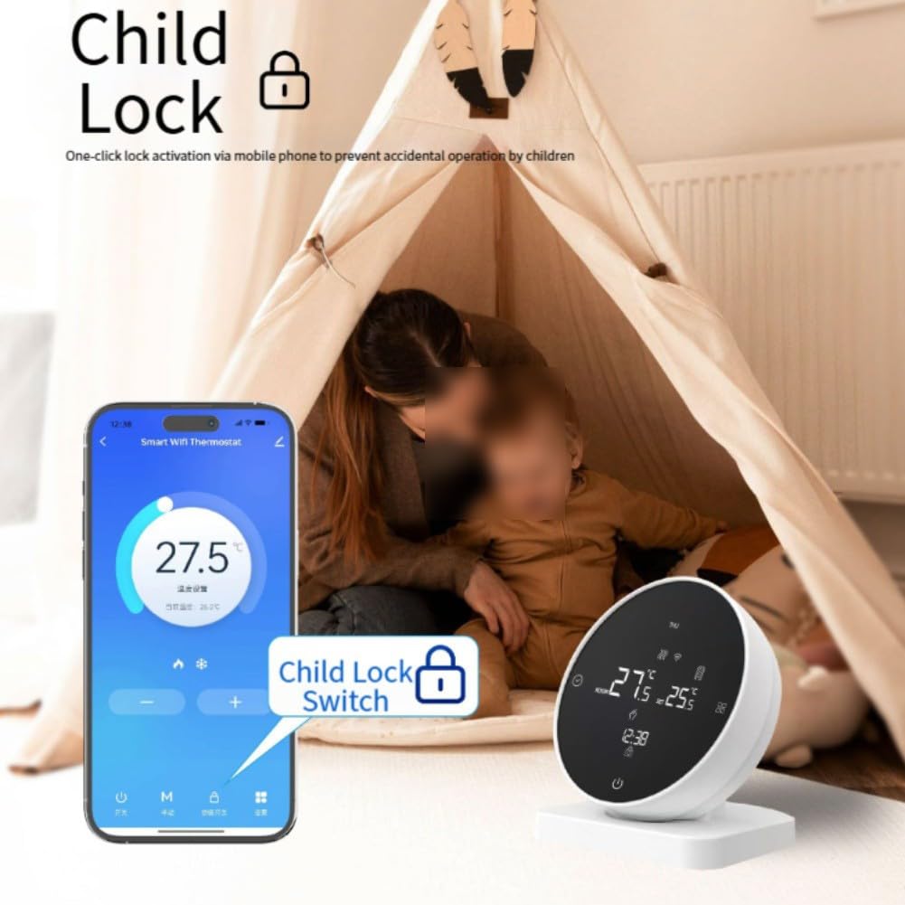 Termostato inteligente Tuya WiFi para calderas de agua y gas, controlador de temperatura programable de 5+2 días con bloqueo infantil con WiFi