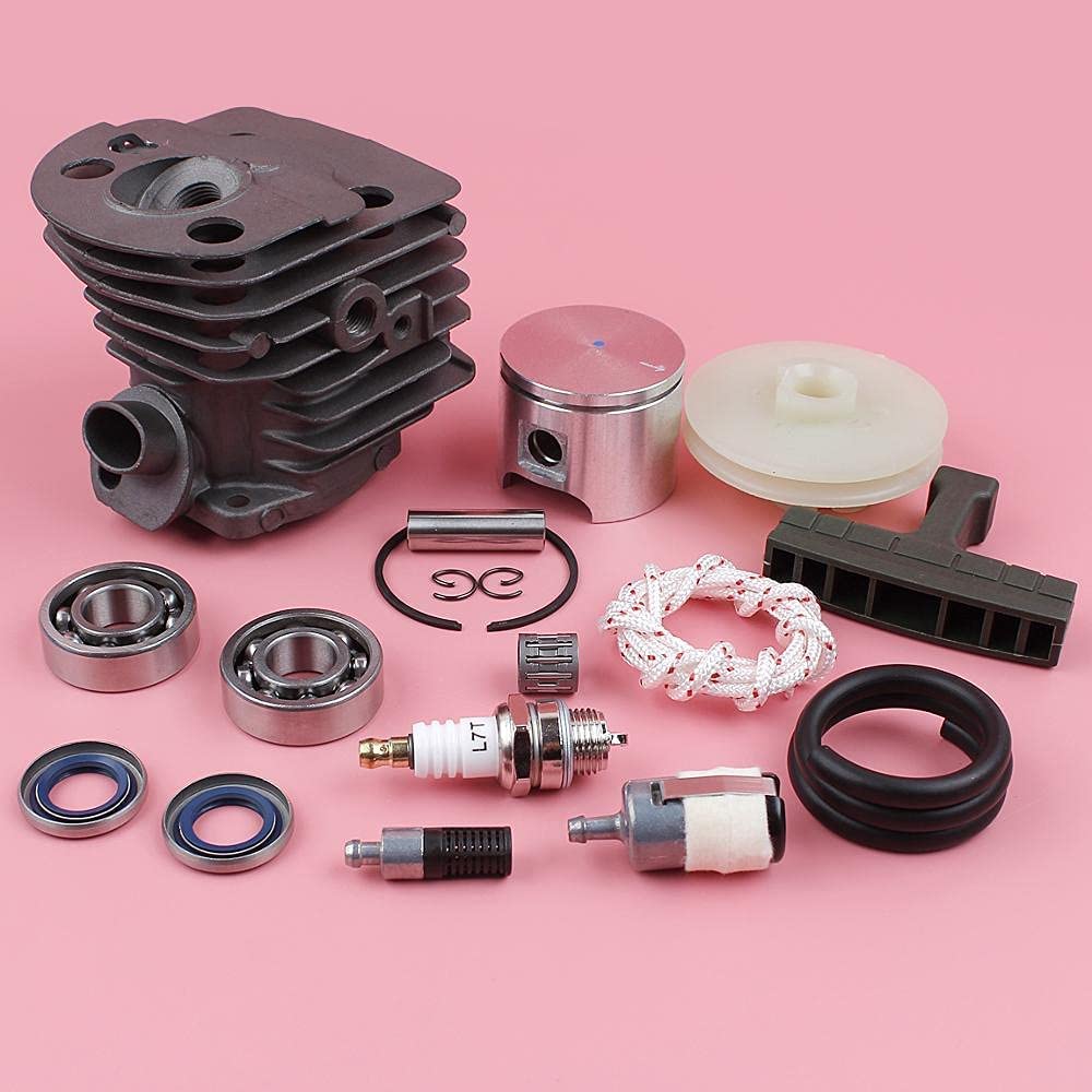 Kit de rodamiento de cigüeñal de pistón de cilindro de 46 mm para Husqvarna 50 51 55 motosierra rancher 503609171 503609104 W aceite sello de la polea de arranque