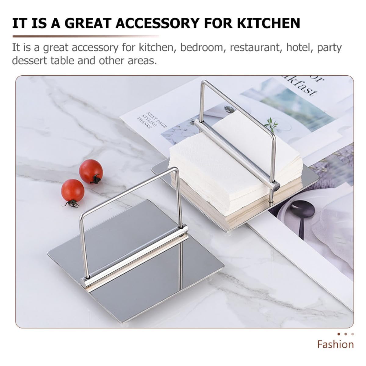 BESTOYARD Servilletero Superficie Atractiva y Moderna Hogar de Acero Inoxidable Plata que Previene Deslizamientos, Adecuado para Mesa de Postres en Fiestas