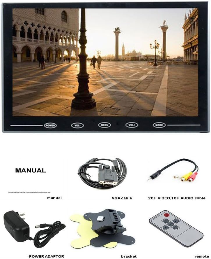 Promo 40% OFF PONPY 9 Ultra Thin 16:9 HD 800x480 TFT LCD Color Display Touch Button Monitor Screen with AV HDMI VGA Video Input for Raspberry Pi 3B+/Mini PC Display/Home Security/CCTV Camera