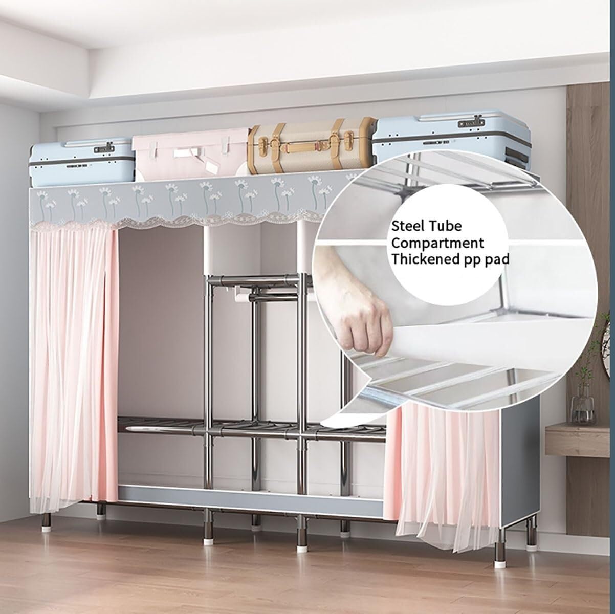 Wardrobe Closet Schrank Tragbarer Kleiderschrank Für Aufhängen Von Kleidung Mit Hängender Kleideraufbewahrung Für Schlafzimmer Closet Aufbewahrungsschrank(166 * 45 * 173cm)