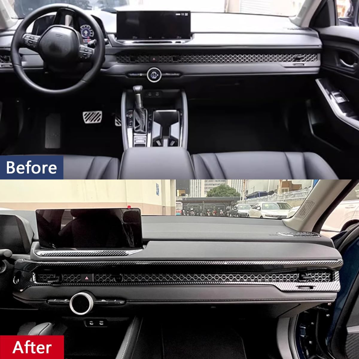 Car Accessories Fit for Honda Accord Sport 2023 2024 2025 2026 Not Fit Hybrid Touring Inner Dashboard Center Console AC Air Vent Outlet Cover Trim (Carbon Fiber Style) ABS 2 PCS