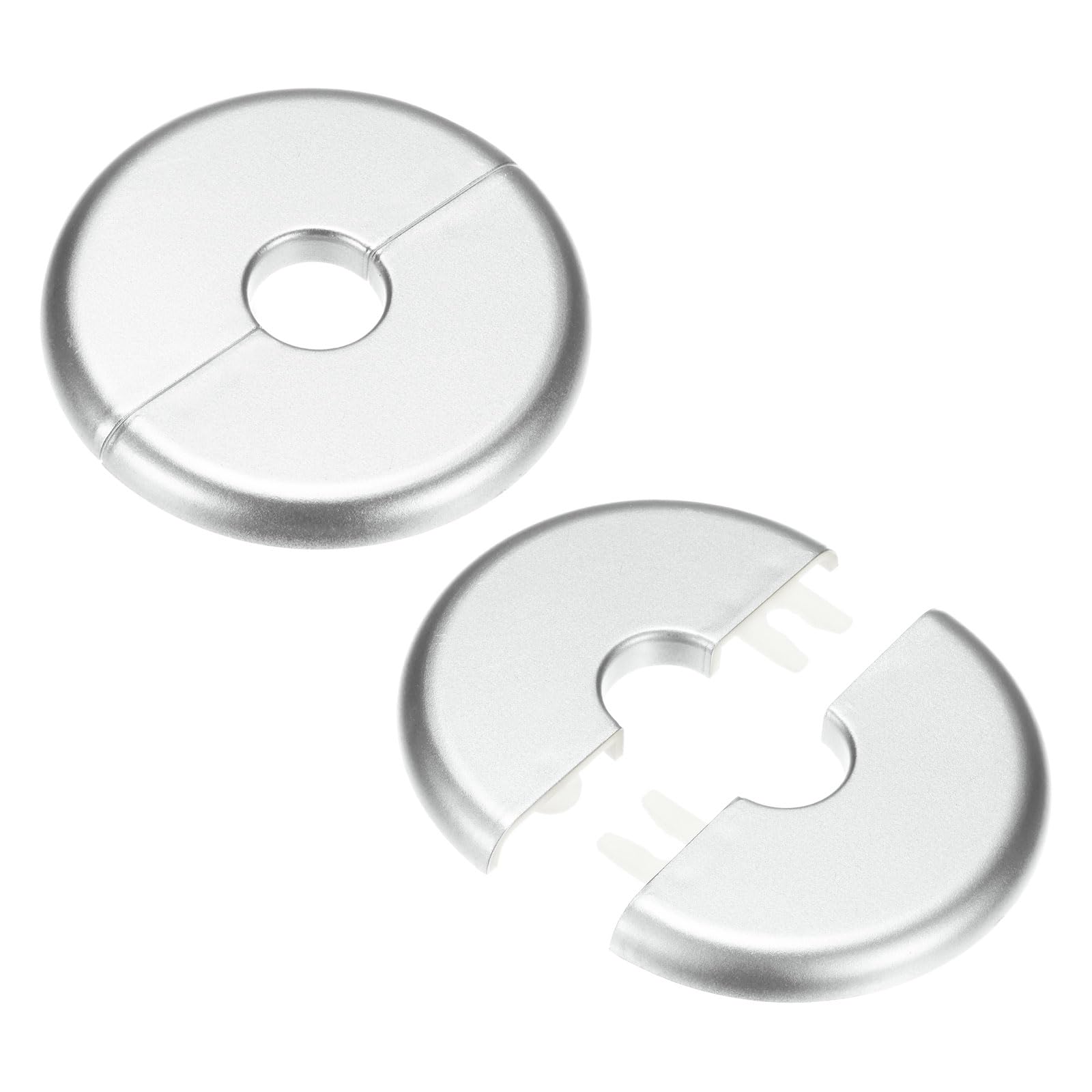 M METERXITY 2-Pack Wall Split Flange, for 0.6 Inch/16mm OD Pipe ABS Escutcheon Plate Round Self-Adhesive Plumbing Cover Plates for Water Pipe/Faucet [Silver Tone]