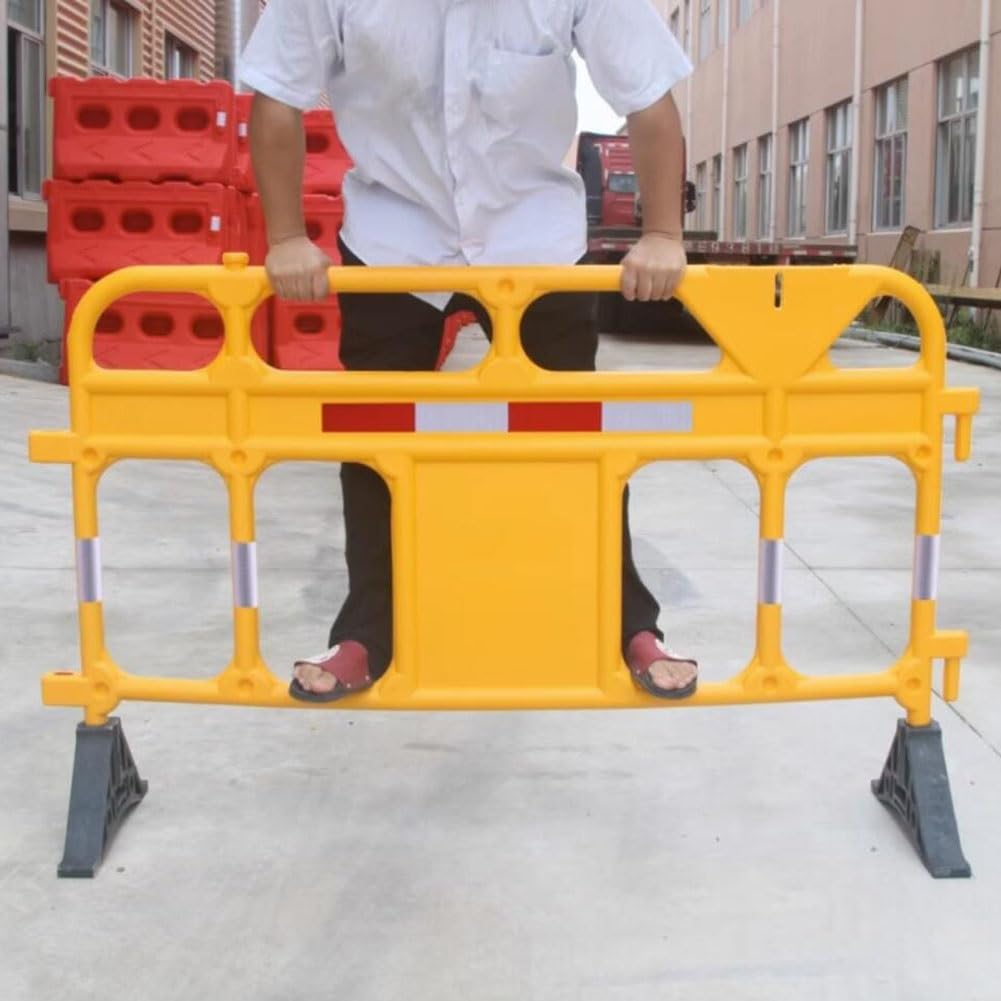 Verkehrsbarrieren, ausziehbare Mobile Sicherheitsschildabsperrung, 90 cm hohe Mobile Kunststoff-Schutzplanke, mobiler Bauzaun, Warnzaun, Straßenverkehrsabsperrung