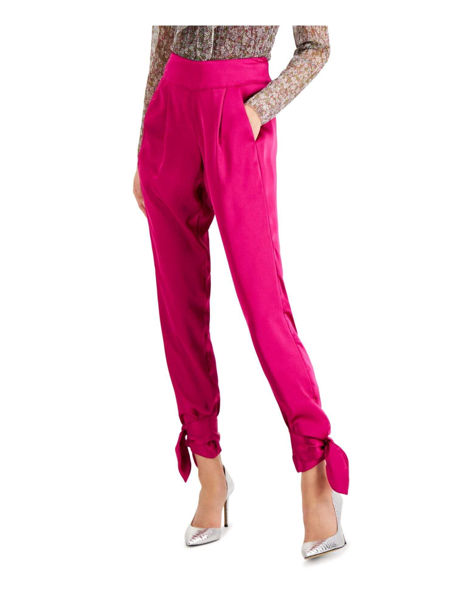 I-N-C Womens Tie Bottom Casual Trouser Pants Purple 10