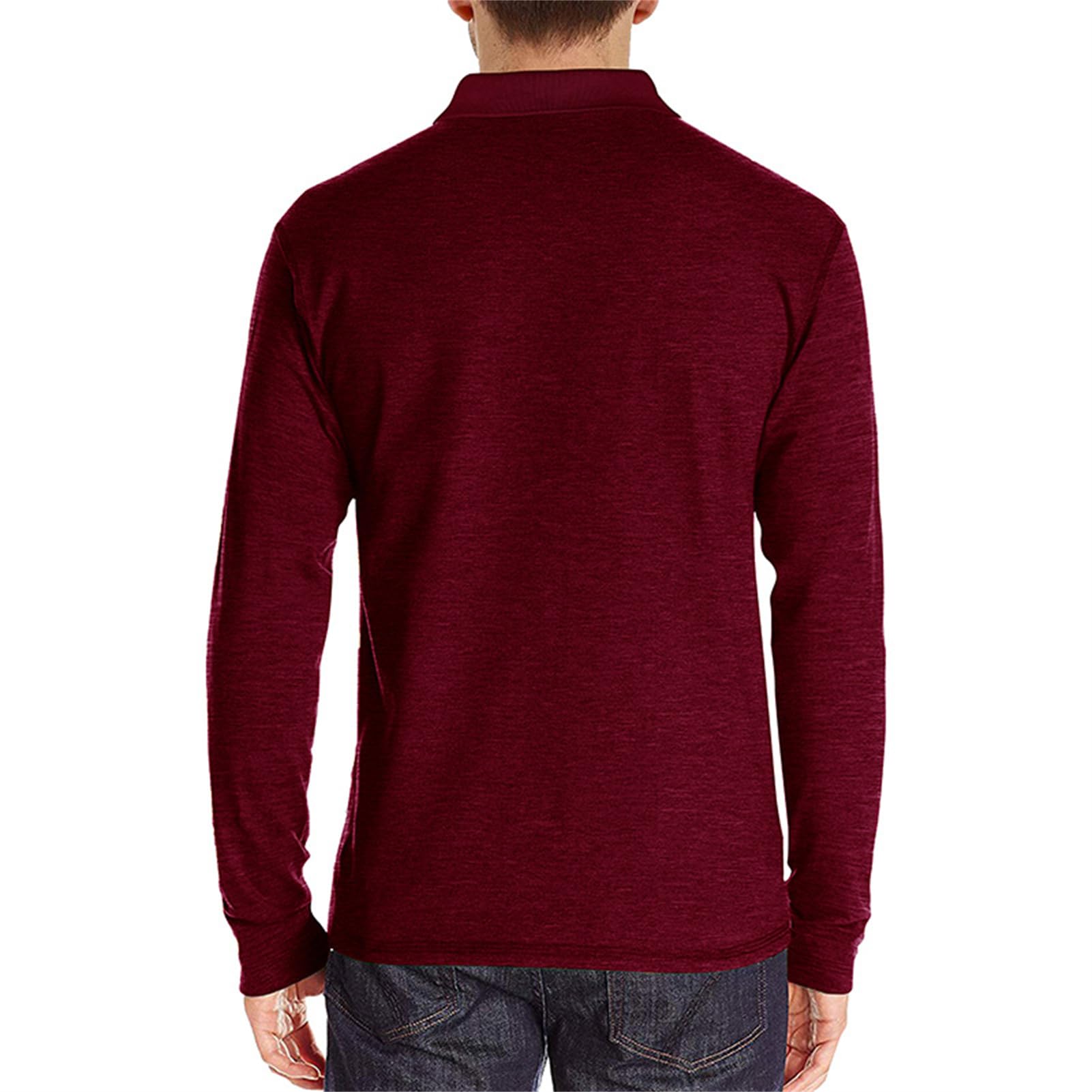 Polo da uomo a maniche lunghe, casual, alla moda, classiche, in cotone, a maniche lunghe, con bottoni