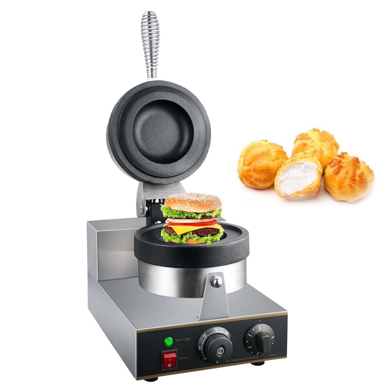 Macchina per hamburger, macchina commerciale per hamburger grigliati, macchina per panini con piastre antiaderenti,