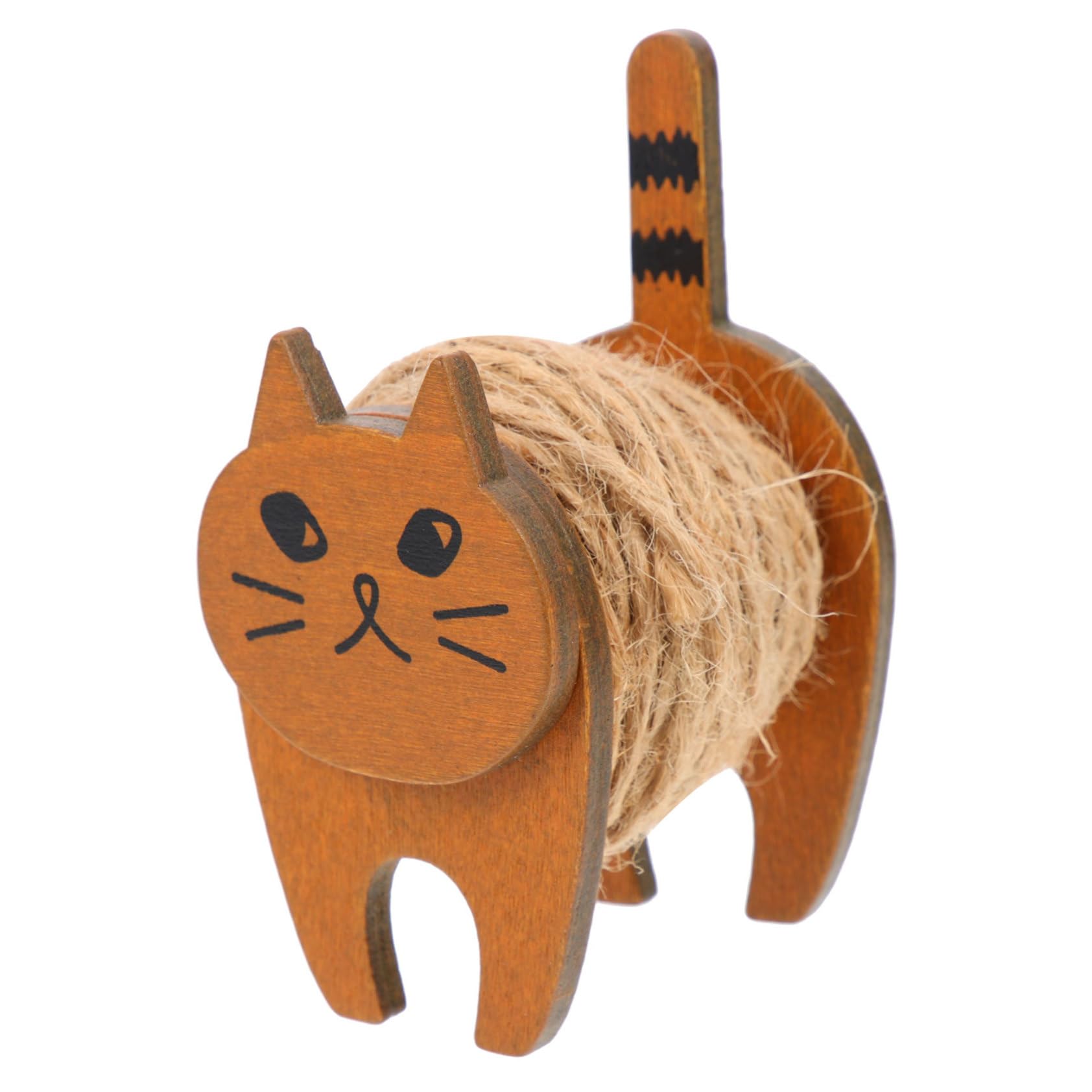 Homoyoyo Cute Cat Decor: Wooden Thread Reel for Organizing Cables Kitten Harness Holder Multi-Function Cord Organizer
