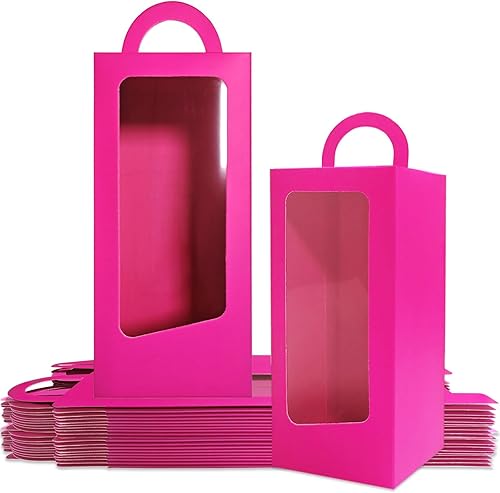 24 cajas de regalo de fiesta de color rosa intenso, muñeca de los años 90, regalo de cumpleaños para niñas, caja de dulces con ventana alta para