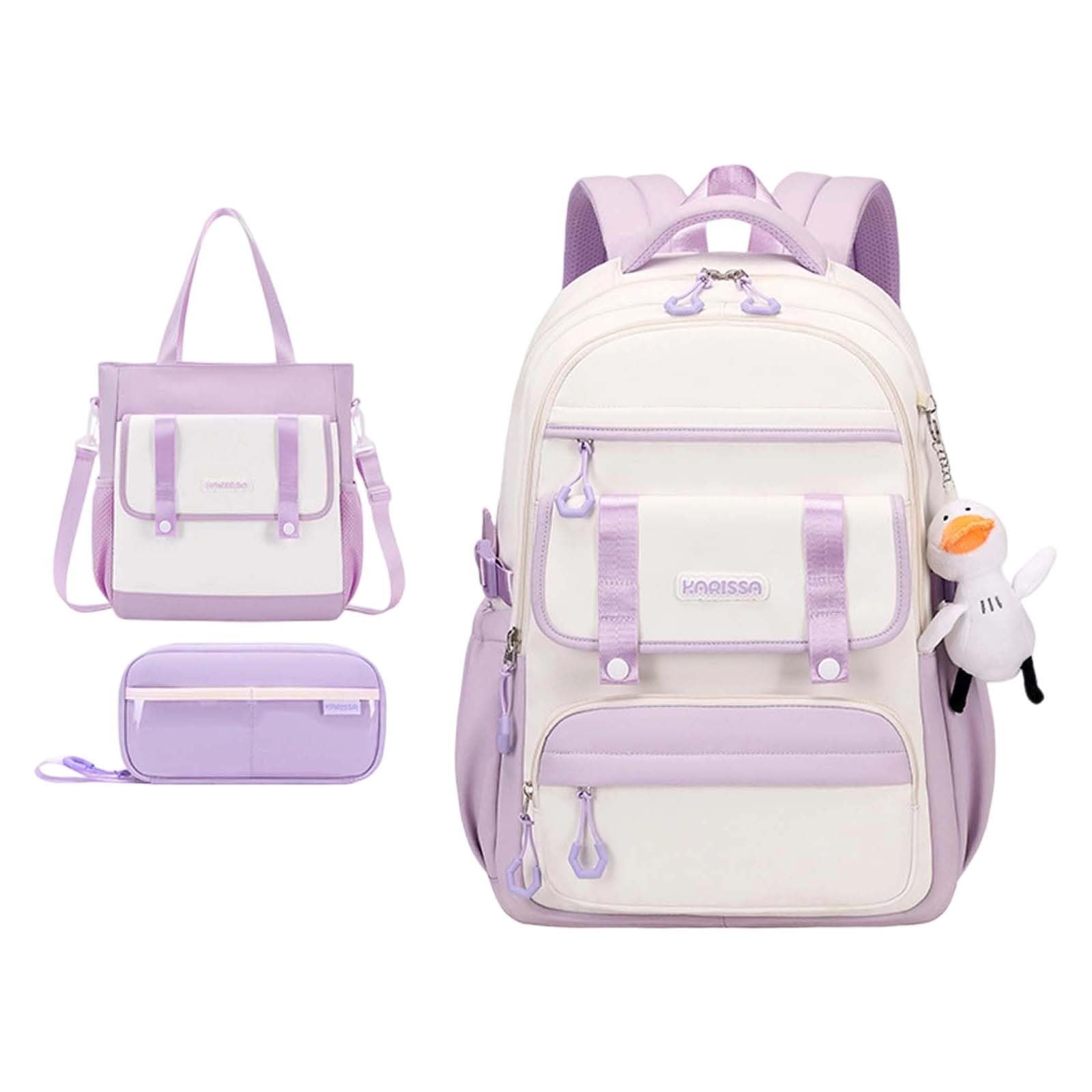 Generisch Leichter Stoff-Mädchenrucksack für Grundschulkinder 5-15 Jahre mit gepolstertem Rückenteil verstellbaren Schultergurten für den täglichen Schulweg (7-Purple, M)
