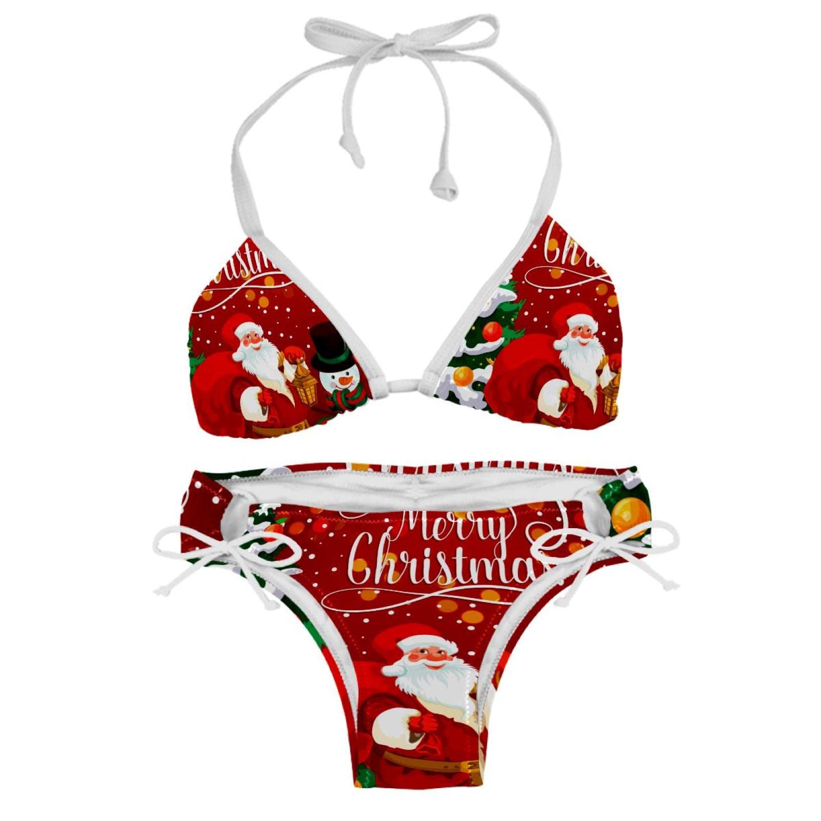 Red Christmas Tree Santa Claus Snowman Bikini Sets for Women Beach Bathing Suit