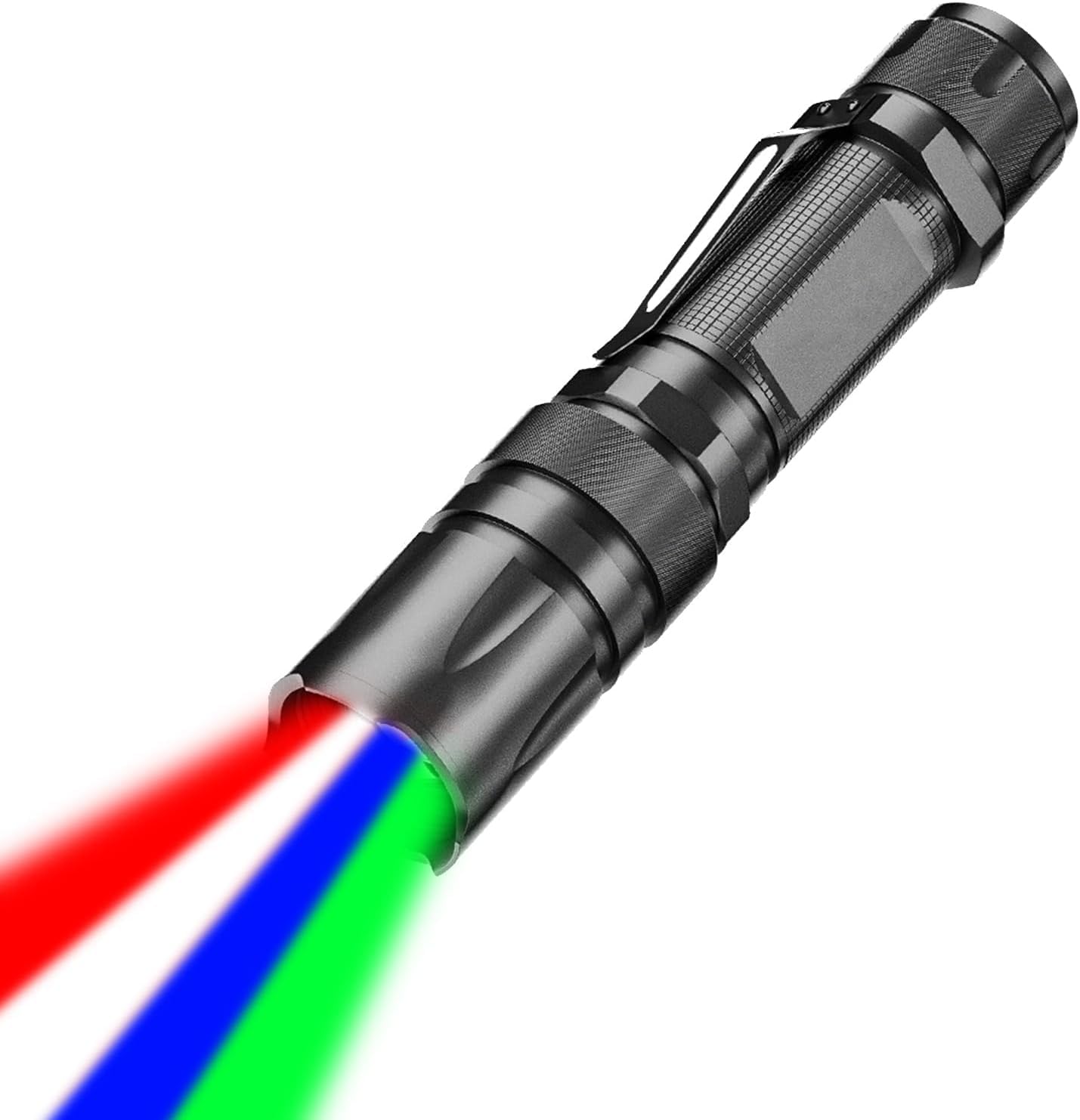 Pocketman LED Flashlight 4 in 1 Colors White Green Camping Lamp Blue Red Light Torch Rechargeable Waterproof Zoom Flashlight with Five Lighting Modes