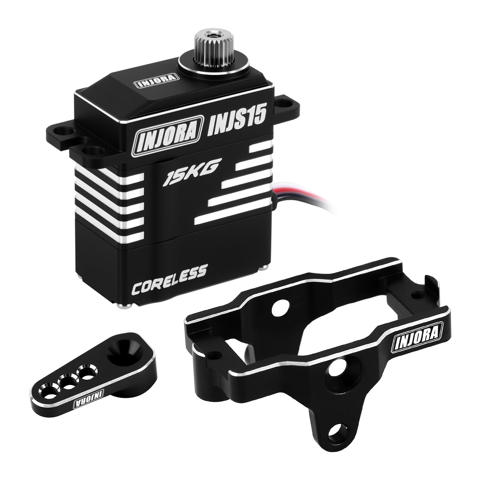 INJORA Servo INJS15 de 15kg Alto Par Impermeable Sin Núcleo con Soporte y Palanca para Mejora de 1/18 TRX4M