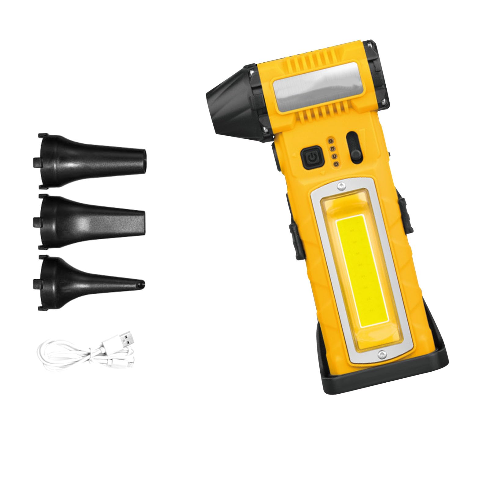 Jazuaiao Yellow Portable Led Blower Fan With Rechargeable Battery For Camping Gardening Night Work Usb C Rechargeable Fan