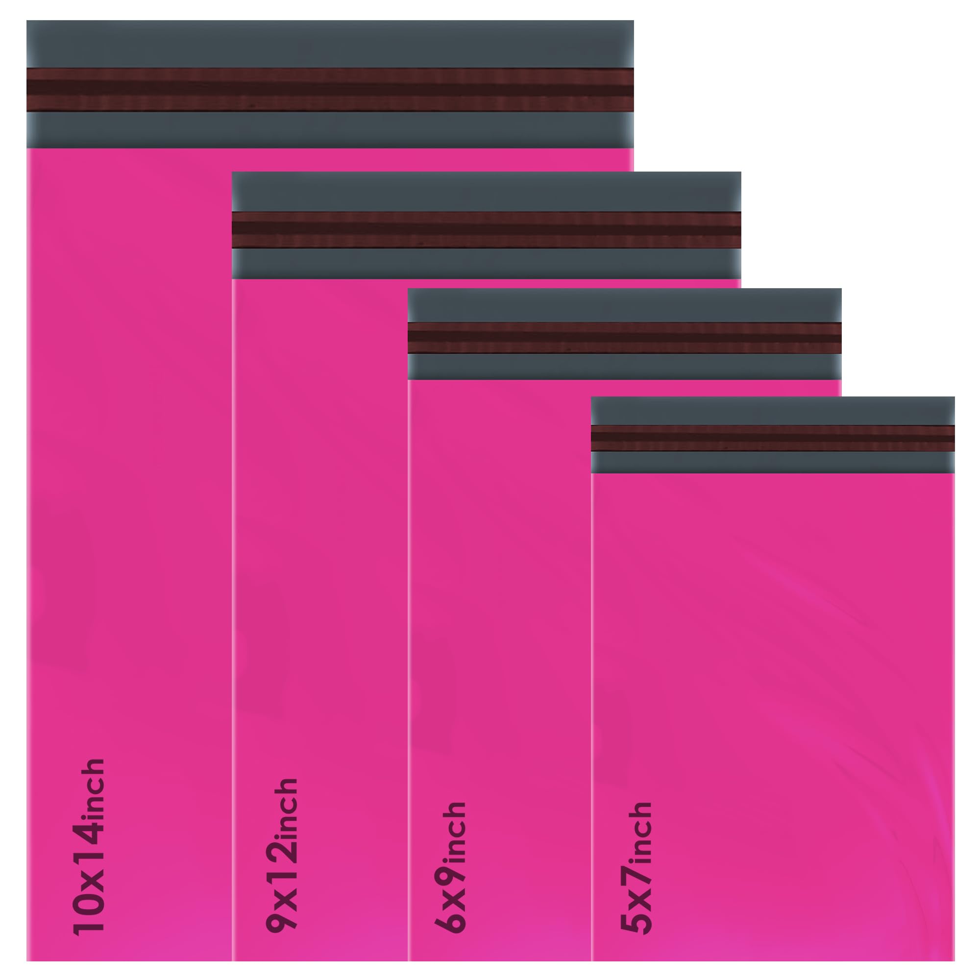 100 Assorted Mixed Hot Pink Mailing Poly Postal Self Seal Bags 4 Sizes 25 from Each iSOUL Extra Small to Large Postage Packaging Assorted Mailers Posting Shipping Post Parcels Package Bags