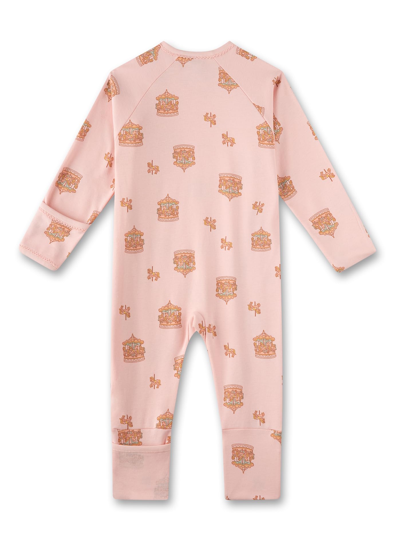 Sanetta Baby-Strampler rosa Karussel | Praktischer und bequemer Strampler aus Bio-Baumwolle für Mädchen. Baby Overall