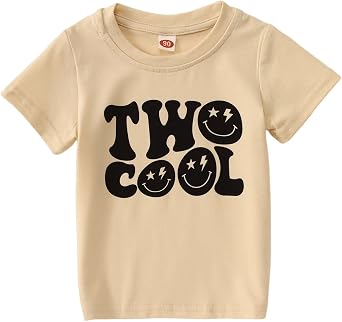 CM C&M WODRO Toddler Boys Girls Two Cool Shirt 2 Year Old Baby 2nd Birthday Outfit Short Sleeve Second Birthday T-Shirt Gift
