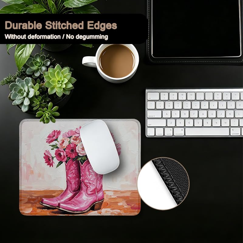 Hot Pink Western Cowgirl Floral Boot Mouse Pad 9.5x7.9 in image 4