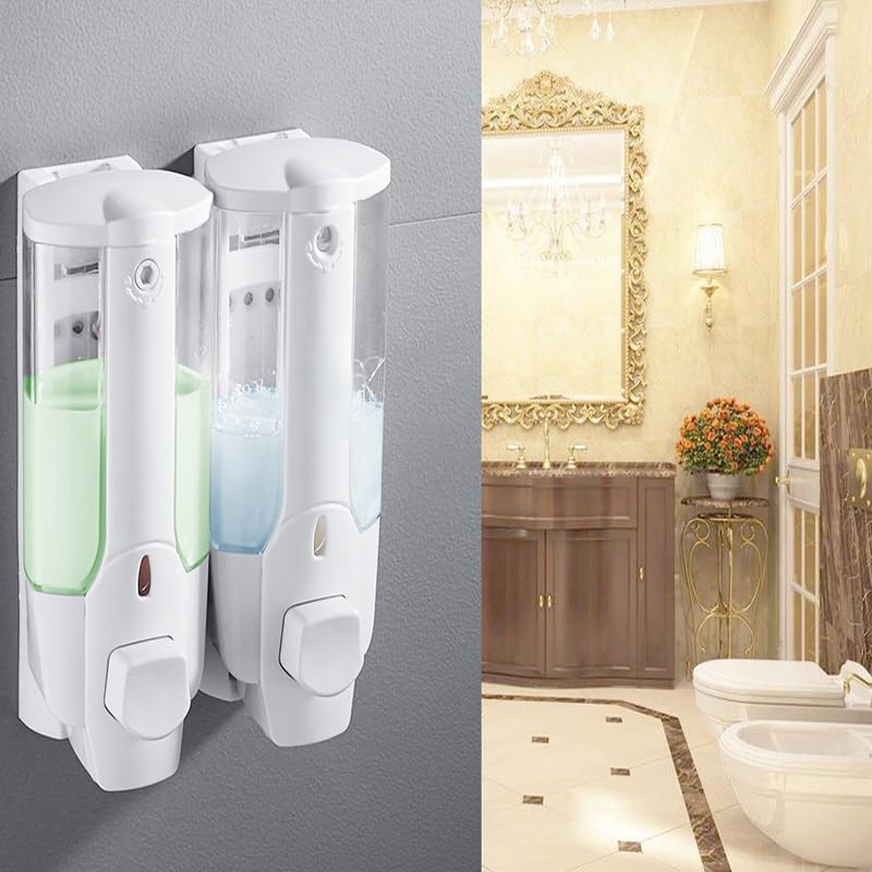 Badezimmer-Seifenspender zur Wandmontage, weißer Handseifenspender, Pressflasche, 350 ml