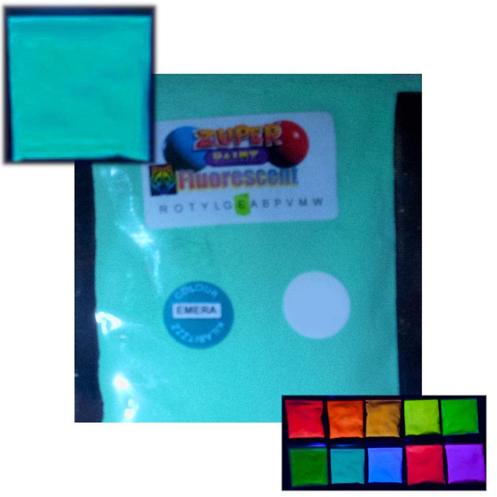 Fluorescent Neon Ultraviolet UV Blacklight Glow Powder - Choose from 10 Colours (100g Emerald)