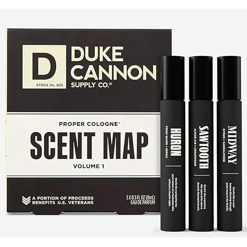 Duke Cannon Supply Co. Proper Cologne, 1.7 Fl Oz - Eau de Parfum for Men (0.9 Fl Oz, Sawtooth,Huron,Midway)