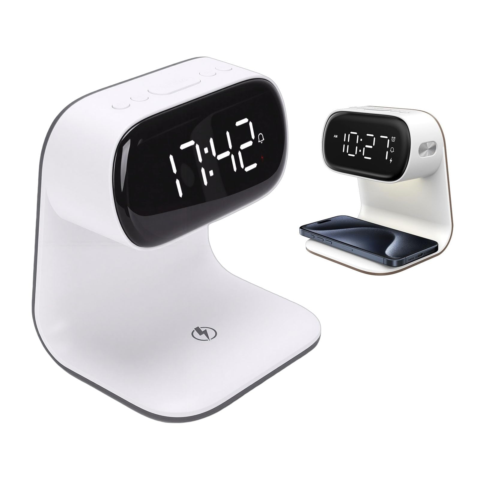 GOWENIC Reloj Despertador Digital Multifuncional con Estación de Carga Rápida Inalámbrica para Uso Diario