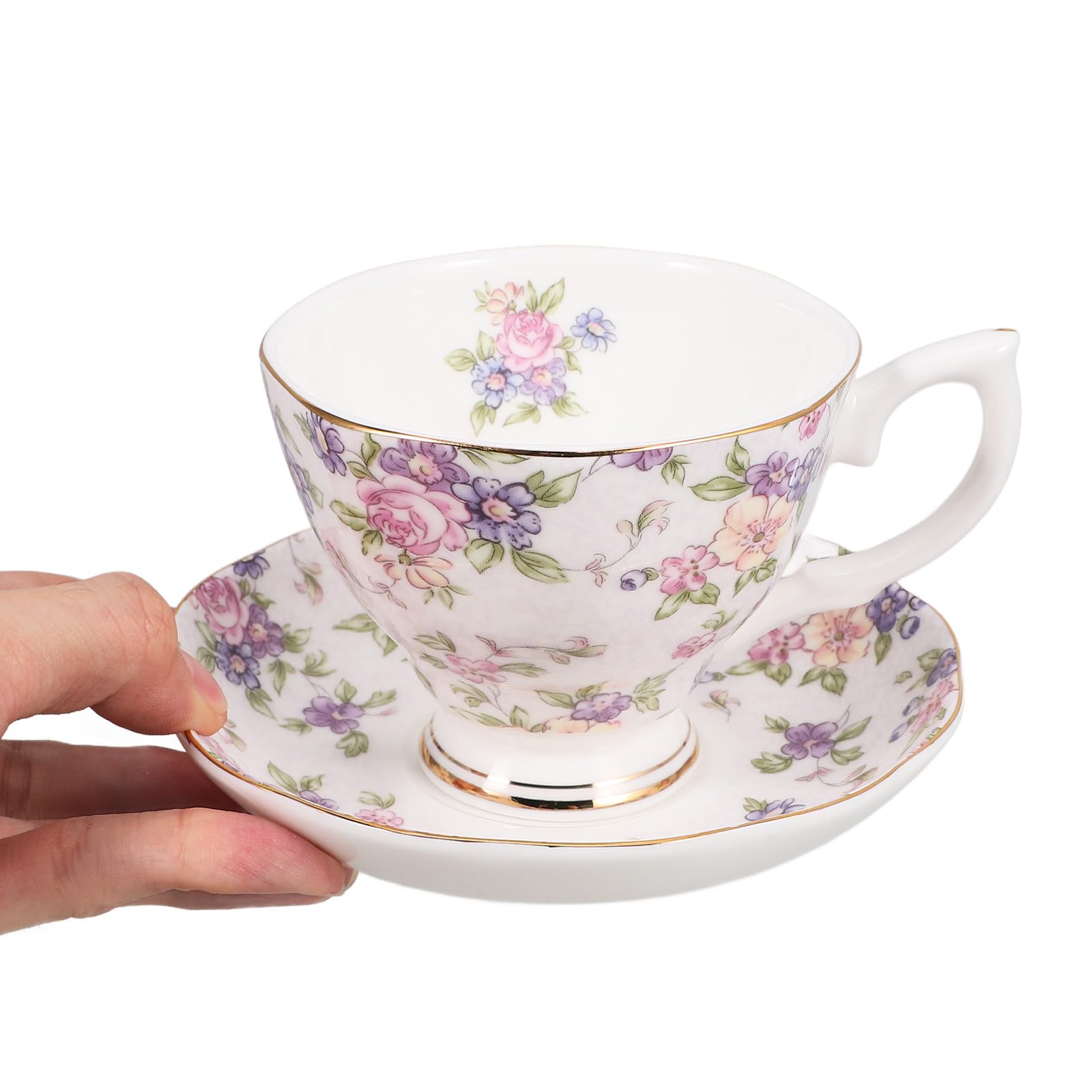 Europäisches Feinem Knochenporzellan Satz und mit Glattem Rand Kaffeetassen Leicht zu Reinigen Einzigartiges Design für Stilvollen Kaffeegenuss Zuhause