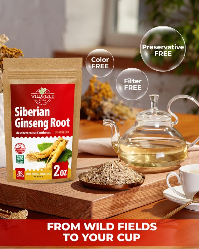 Image of 2 oz. Siberian Ginseng Ginseng Root Tea (Eleutherococcus Senticosus) - 56g Herb Tea Siberiano