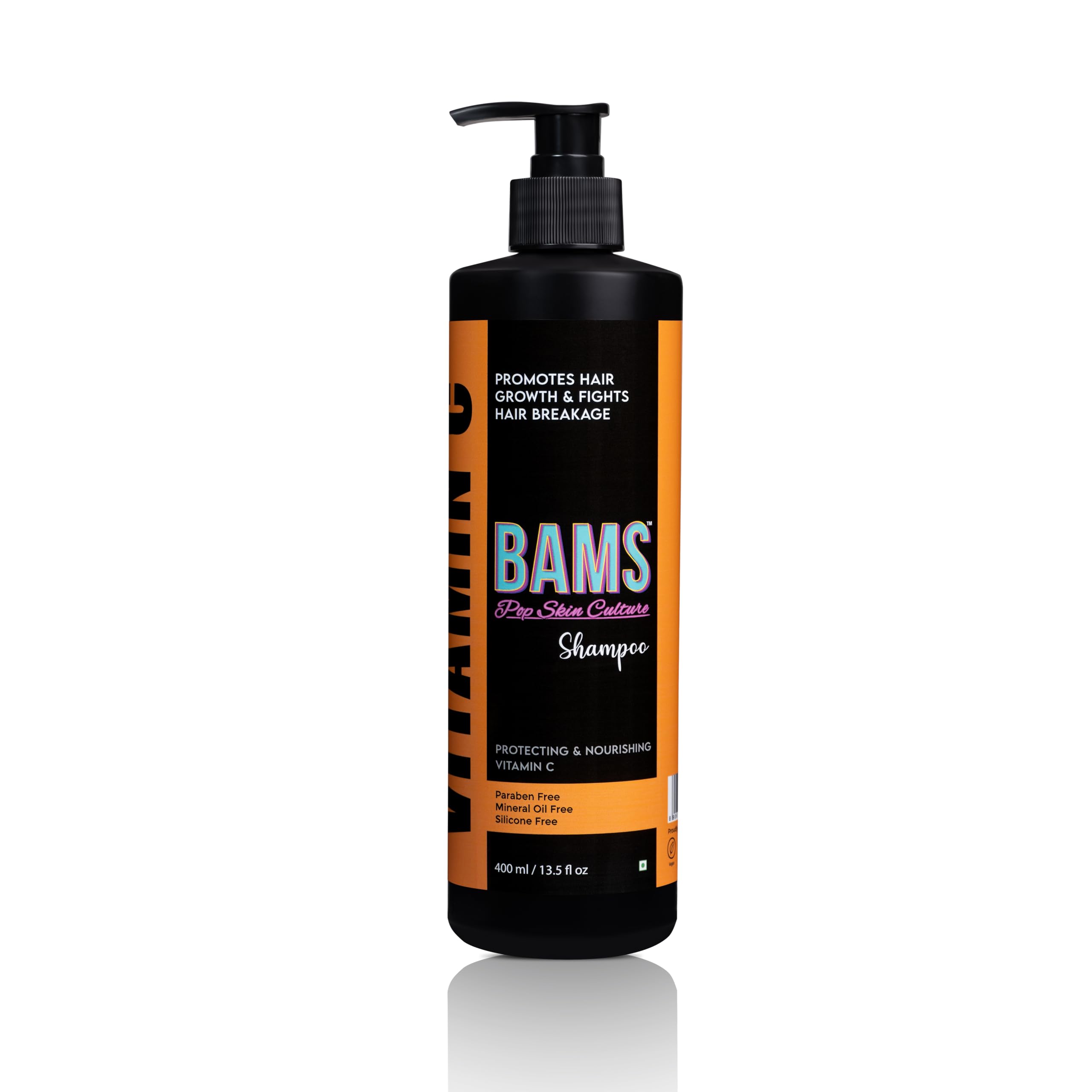 BAMS | Vitamin C Shampoo | Revitalizing & Strengthening Hair Cleanser with Antioxidants, Enhances Shine & Reduces Dullness | For Men and Women | 400ml