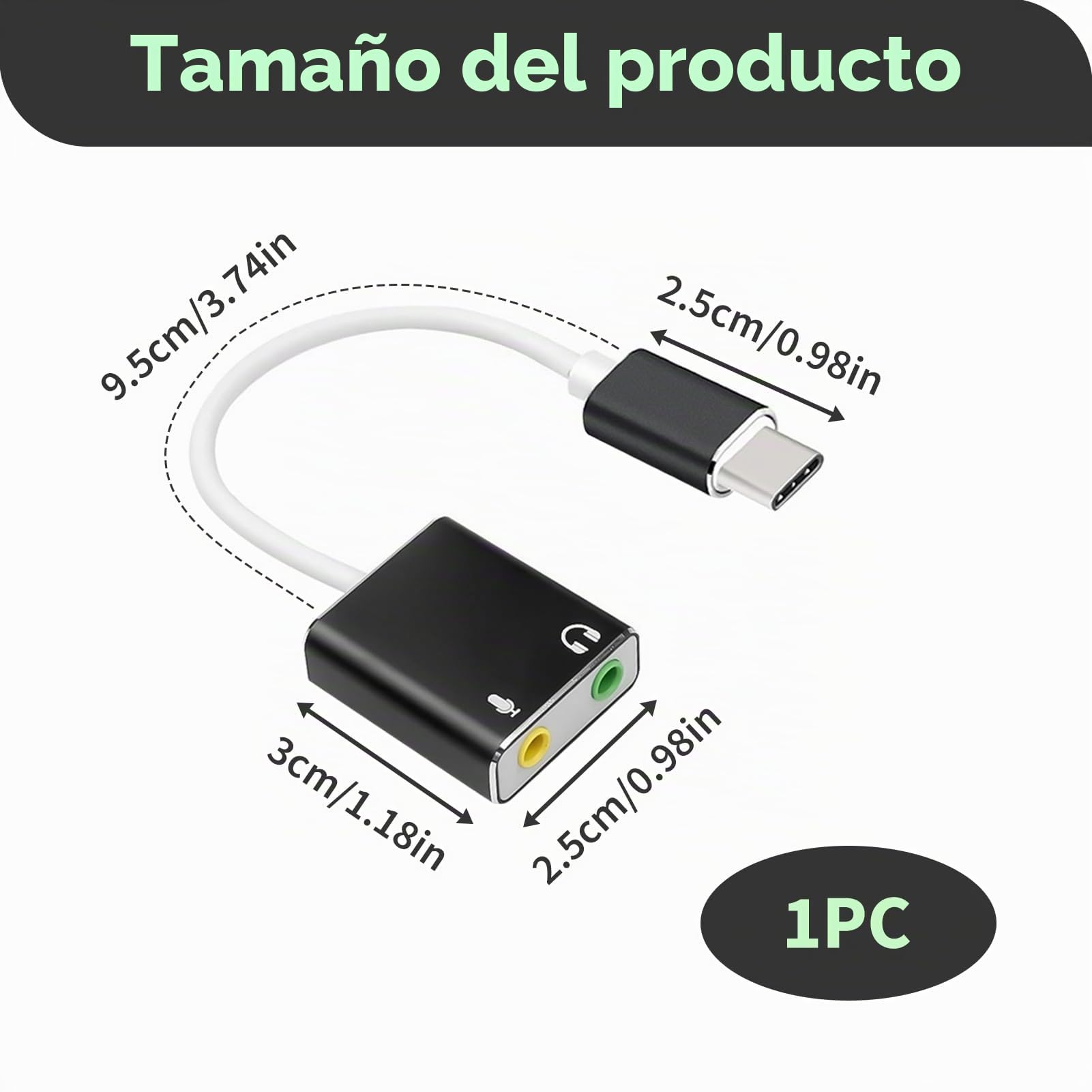 Adaptador Audio USB-C a Jack 3,5 mm con Entrada de Micrófono para Auriculares, Tarjeta de Sonido Externa Estéreo 3D, Compatible con PS4, PS5, Windows, Mac, Plug & Play, Sonido de Alta Fidelidad
