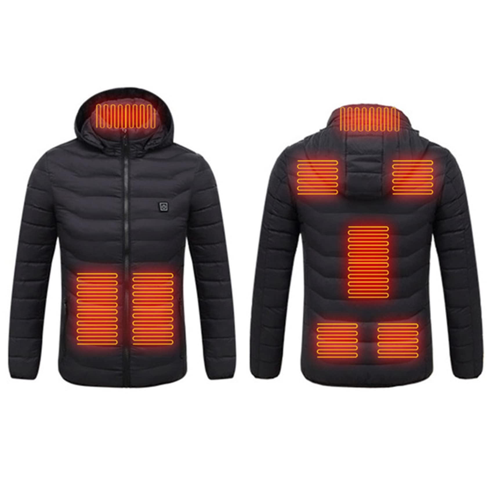8 Areas Heated Jackets USB Winter Outdoor Electric Heating Jackets Warm Sports Thermal Coat Clothing Heatable Vest Men's Women's Black S