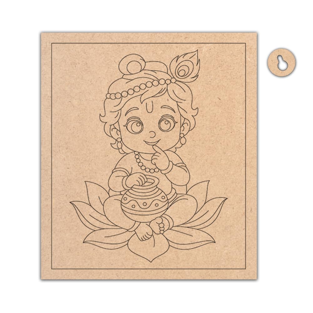 Pre-Marked MDF Painting Base Boards, DIY Art Surface, Lord Krishna (Little Krishna)-image-16