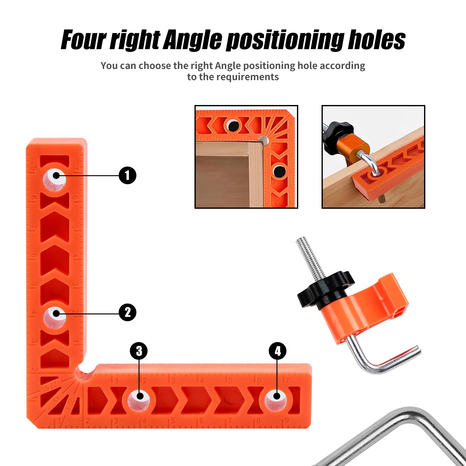 Morsetti Angolari per Legno, Squadra da Falegname 4 Coppie Clip di Fissaggio e 2 Pezzi 10 X 10 cm Morsetto Angolare a L Utensili per Lavorazione del Legno Artigianato Fai-Da-Te