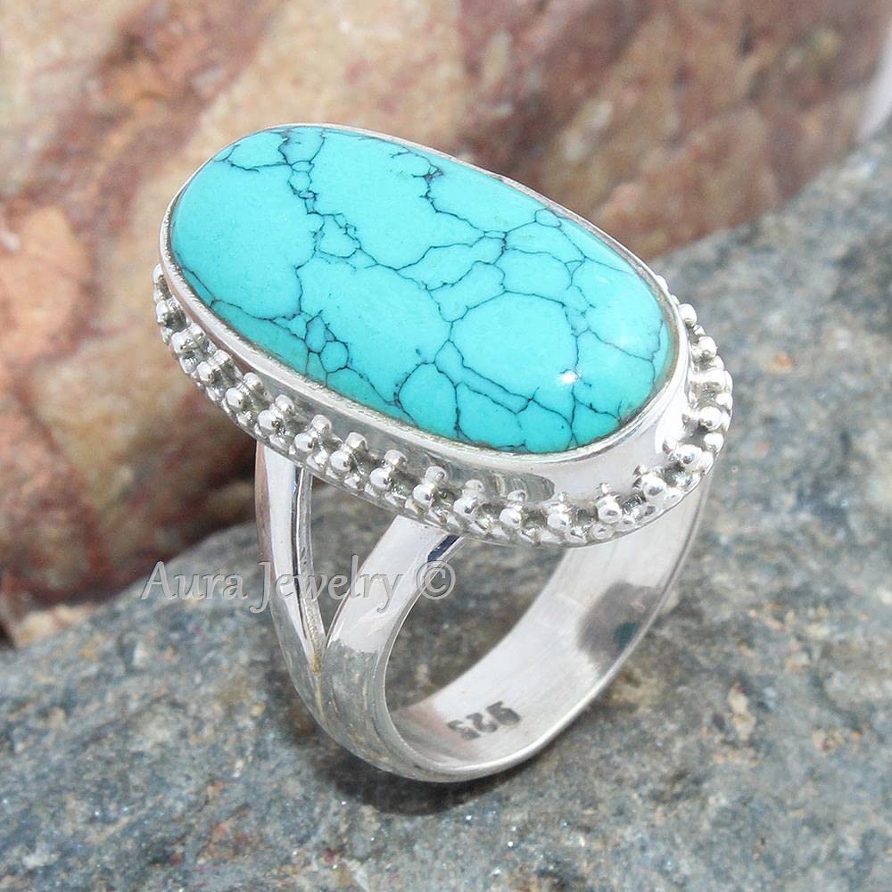 Sólido 925 anillo de plata esterlina para mujer anillo turquesa anillo de compromiso de plata esterlina conjunto de bisel de piedra natal de diciembre anillo de piedras preciosas