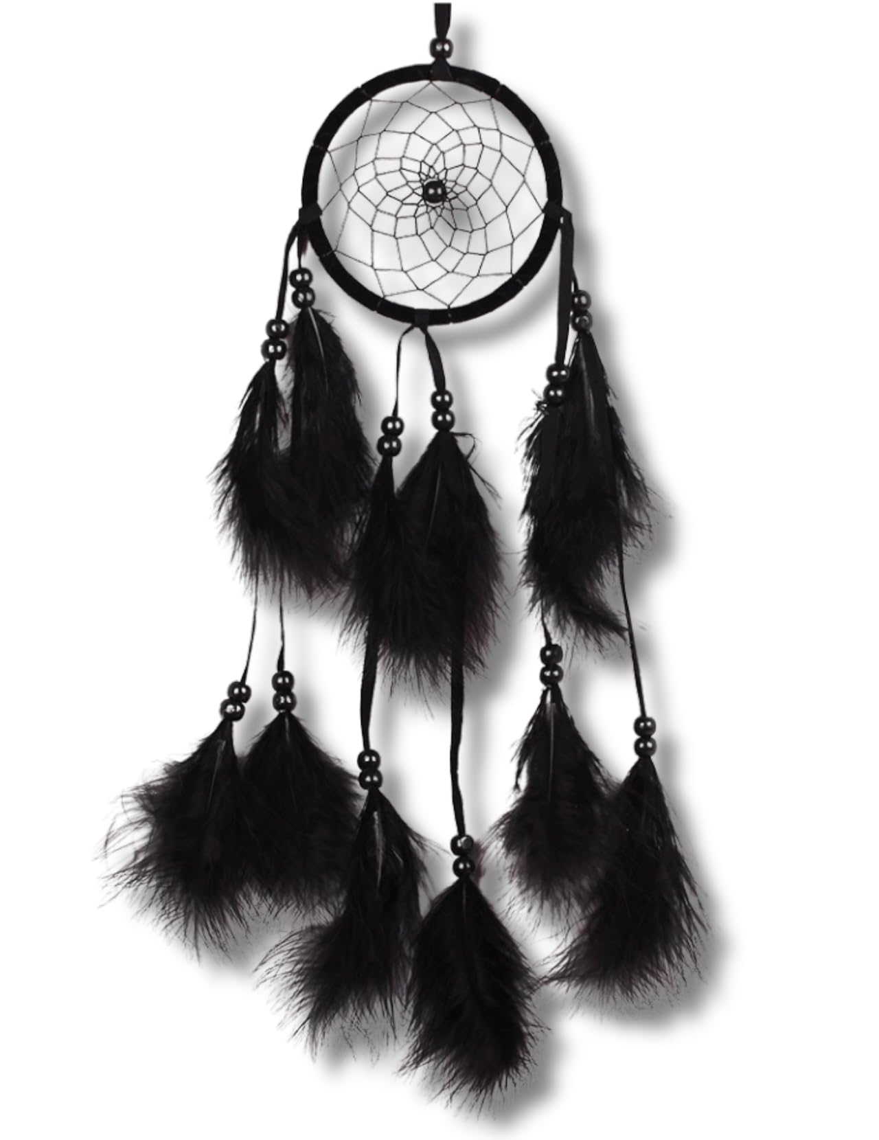 Acchiappasogni Tradizionale Acchiappasogni Nero 27 Cm - Realizzato A Mano  In Legno, Con Piume E Perline, Decorazione Etnica E Spirituale  Acchiappasogni Tradizionale Bali, image size:1280x1660